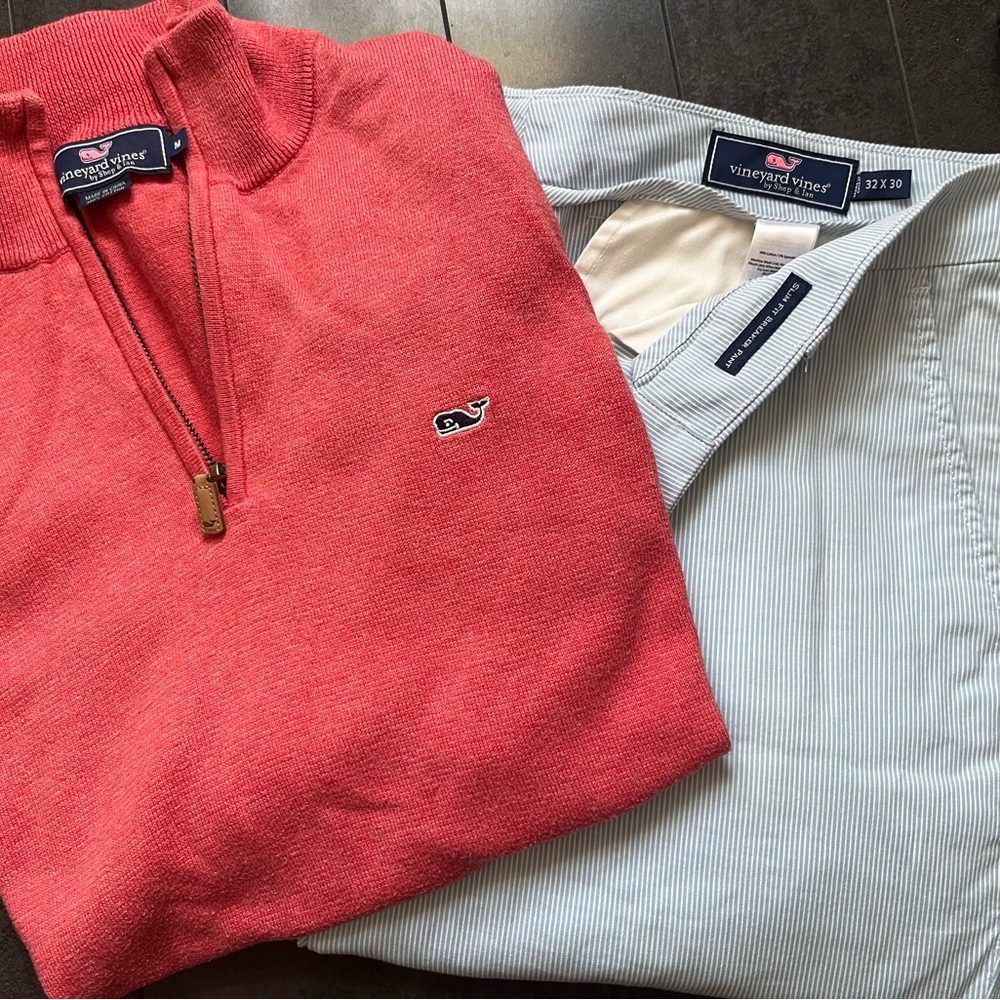 Vineyard Vines Slim Fit Breaker Pants: Seersucker